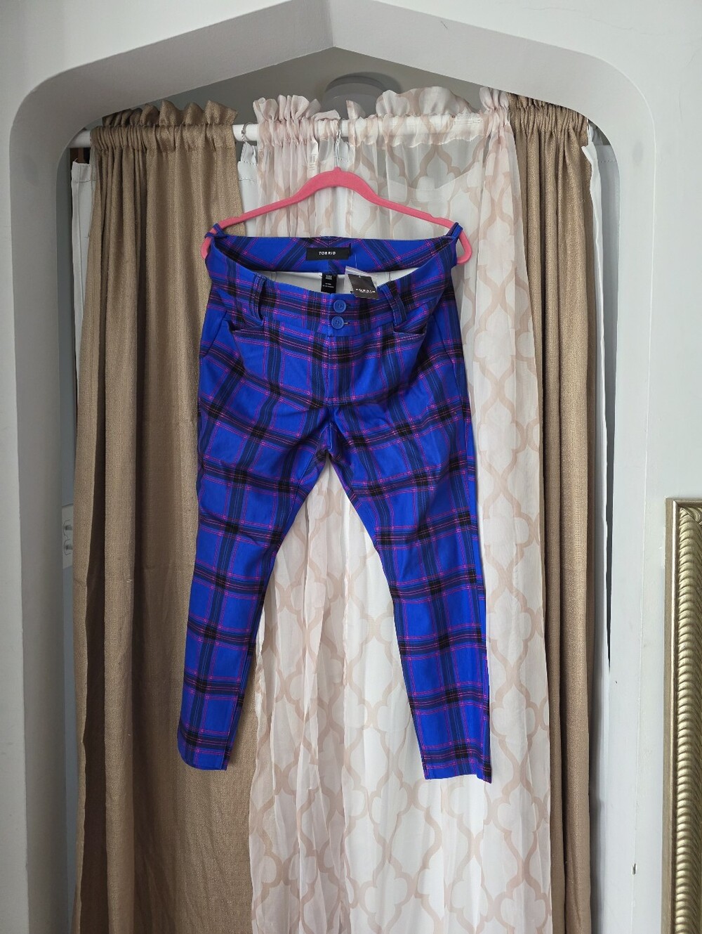 Torrid 14R Blue Plaid Ankle Skinny Pants Nwt